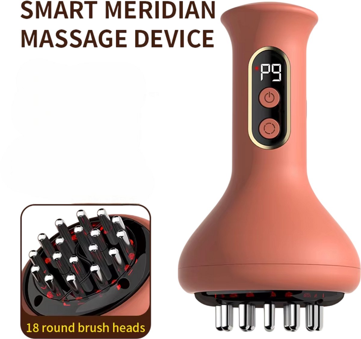 Oplaadbare Elektrische Lichaamsmassager – Vibrerende Massageborstel met Warmtefunctie, Anti Cellulitis Massage, Lymfedrainage, Huidverzorging en Ontspanningsmassage - Meridian brush