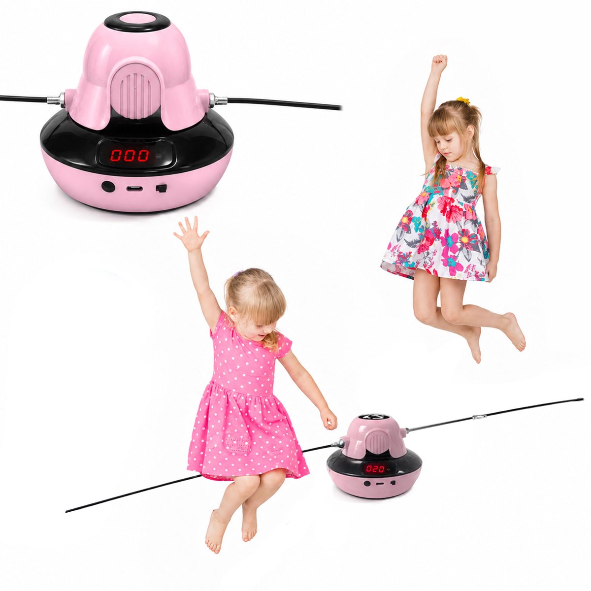 Smart Rope Skipping Machine - Slim touwtjespringen - Volledig automatisch elektrisch - Roze - Bluetooth-muziek - Met LED-display - Teller - 1-10 snelheden - Antislip onderkant