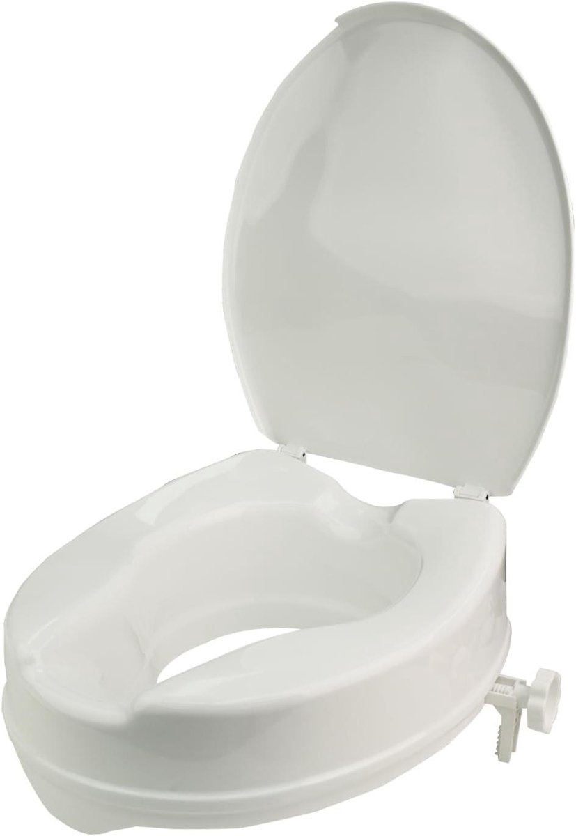 Toiletverhoger - WC opzetstuk - Zitten en opstaan - Hygiënische uitsparing - 10 cm verhoging - Wit