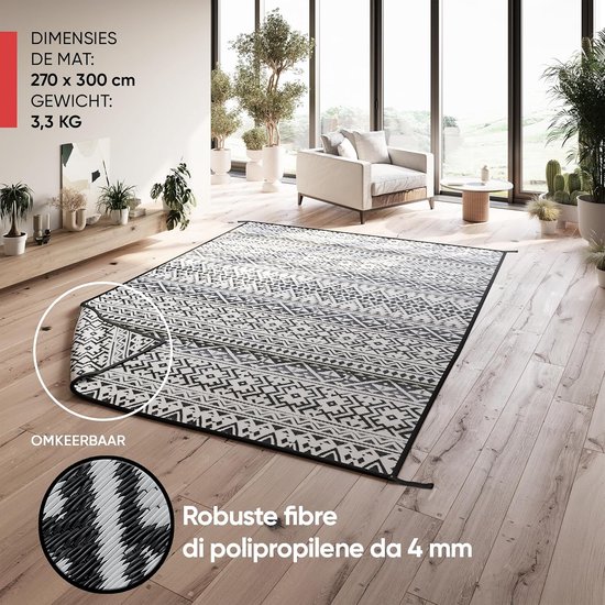 Buitenkleed - Picknickkleed Terraskleed - Kamperen en Terras - Weerbestendig Lichtgewicht - 270x300 cm - Zwart — afbeelding 2