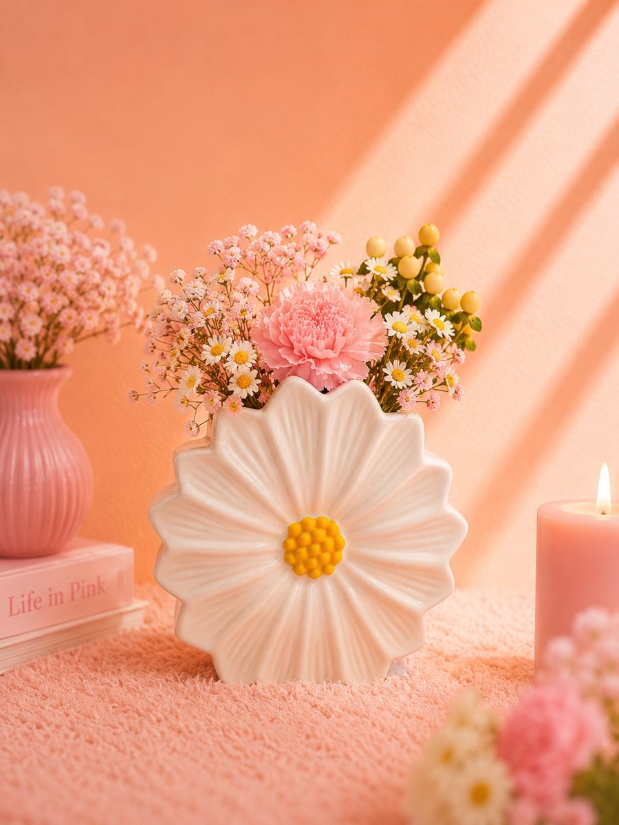 Bloemenvaas Madelief | Viva Femme | Vaas | Decoratie | Cadeau | Wonen | Bloemen | Liefde | Wit | Moederdag