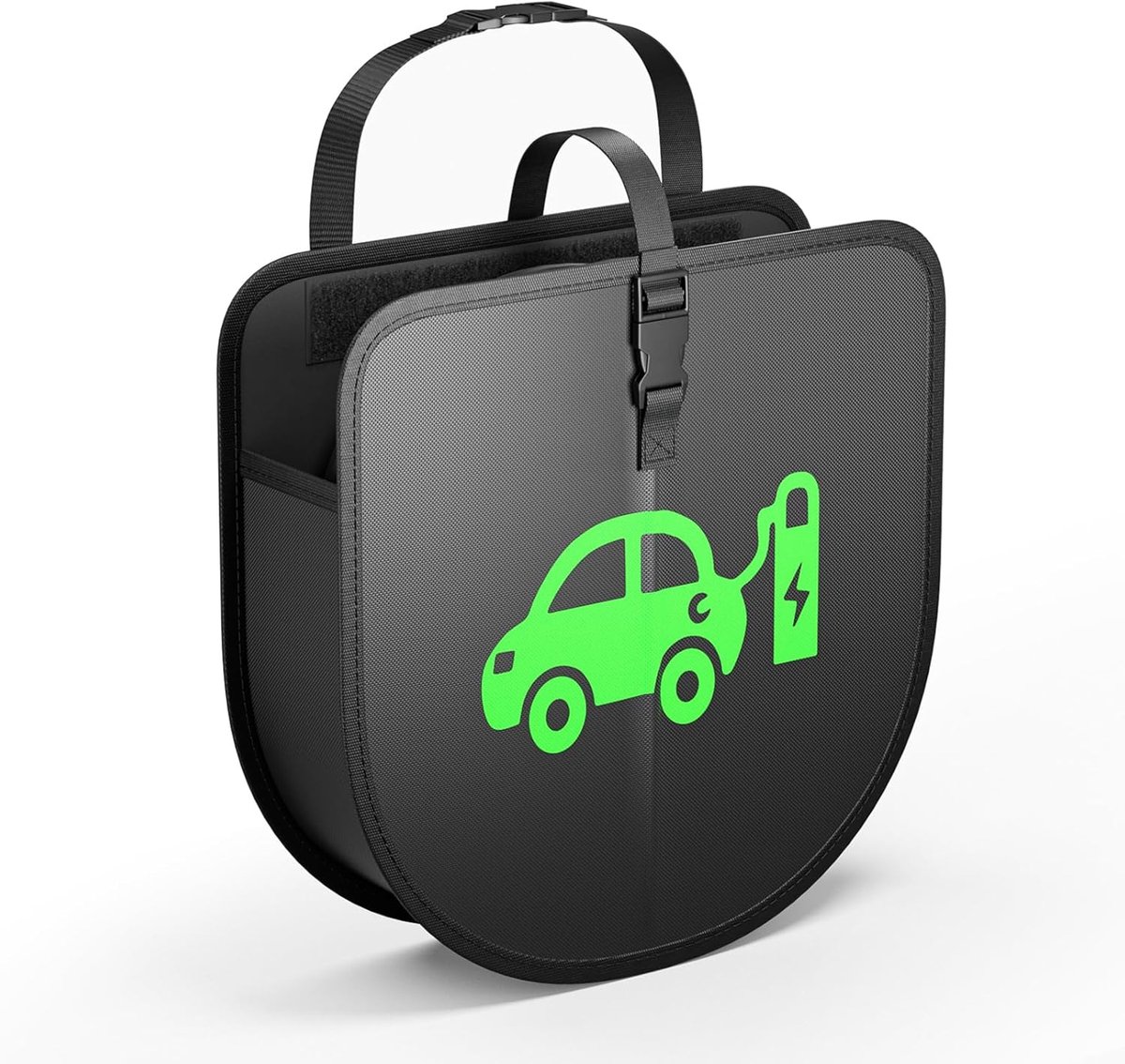 SnelShoppen - Grote Opbergtas voor Oplaadkabel Elektrische Auto, 15 m, Antislip Oxford 600D, Fluorescerend Logo, Universele Kofferbakorganizer voor EV