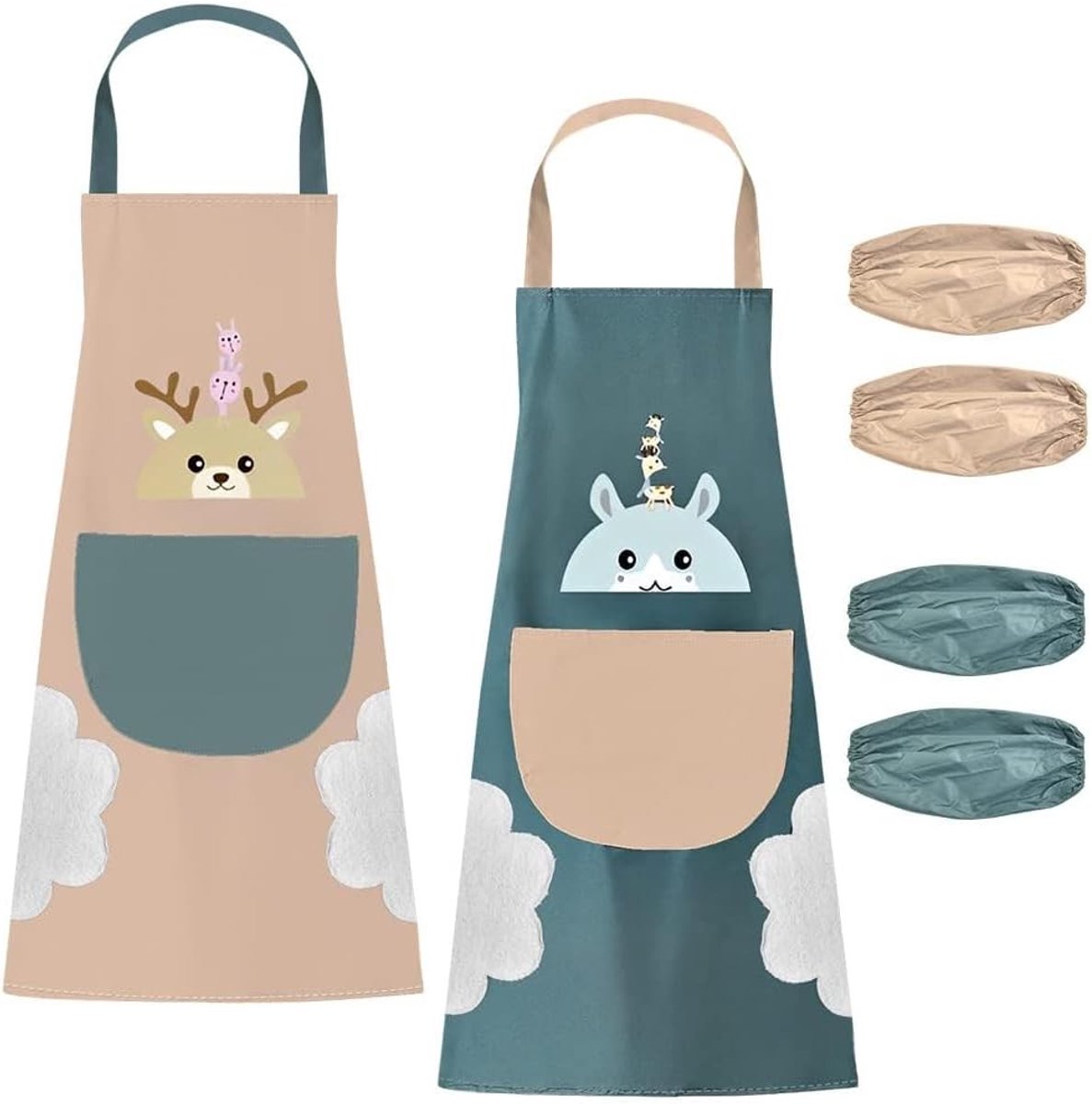 Set van 2 Verstelbare Dames Schorten, Waterdicht Keukenschort voor Koken, Restaurant en Café, Multicolor en Duurzaam