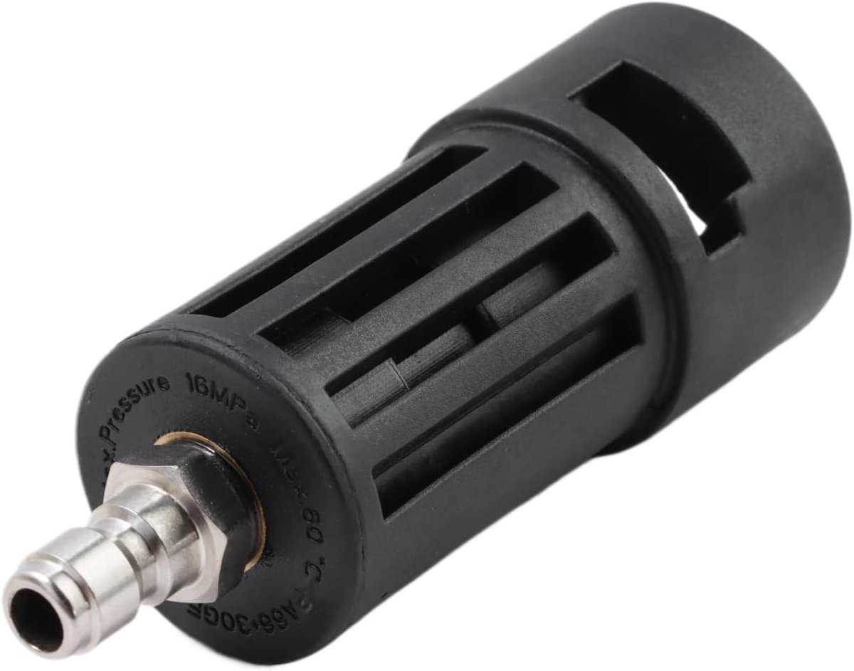 Adapter geschikt voor hogedrukreiniger, compatibel geschikt voor Kärcher K1-K7, 1/4" bajonet snelkoppeling geschikt voor accessoires en slangen geschikt voor hogedrukreiniging (Zwart) (Zwart 1)