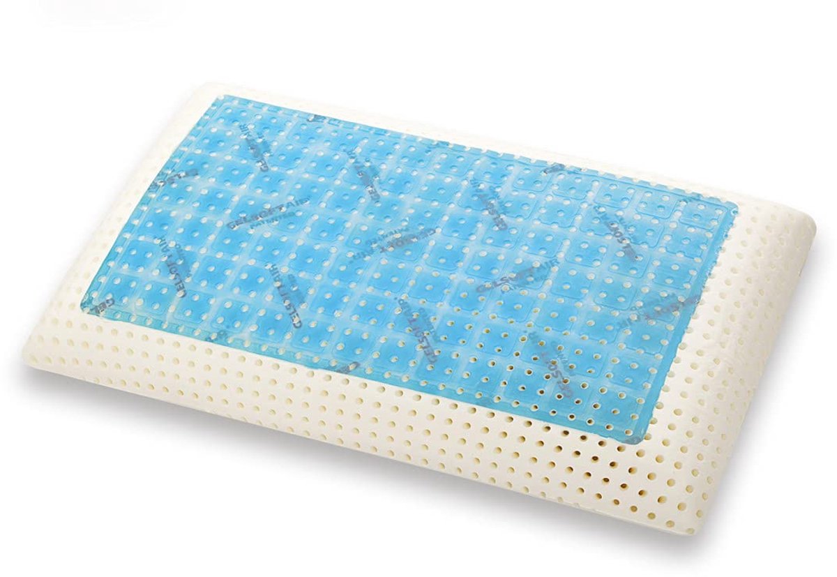 SnelShoppen - 2 Stuks Memory Gel Zeepvorm Hoofdkussens 12 cm - Doubleface Fresh Gel Visco-elastisch Neksteunkussen met Afneembare Katoenen Overtrek -