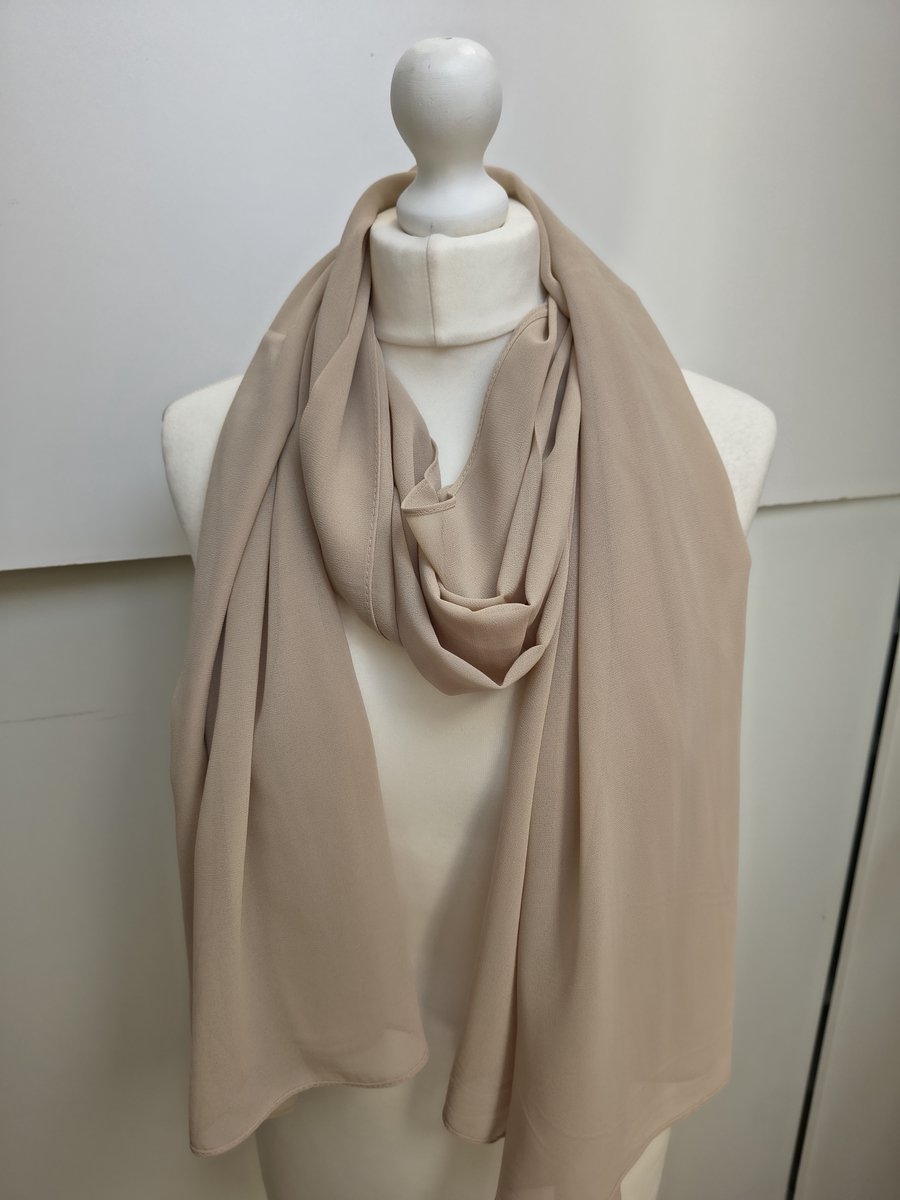 Lange dames chiffon sjaal-effen beige-omslagdoek-stola