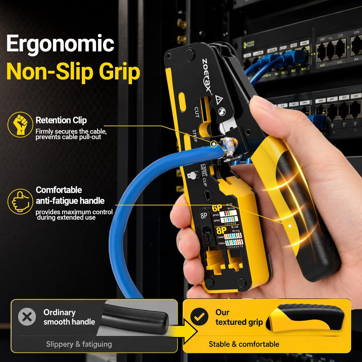 SnelShoppen - Cat7 RJ45 Krimpgereedschapsset met Kabeltester, Vermenigvuldigingsstripper, Messen, 50 Cat 6-Connectoren en Trekontlasting Laarzen voor