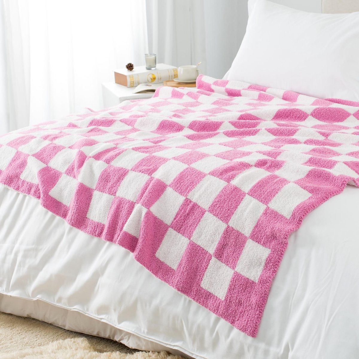 SnelShoppen - Ultra Zachte Geruite Plaid Deken 50" X 60" - Microfiber Donzig Pluizig Dambord - Schattige Preppy Geruite Patroon - Gezellige Pluche Her