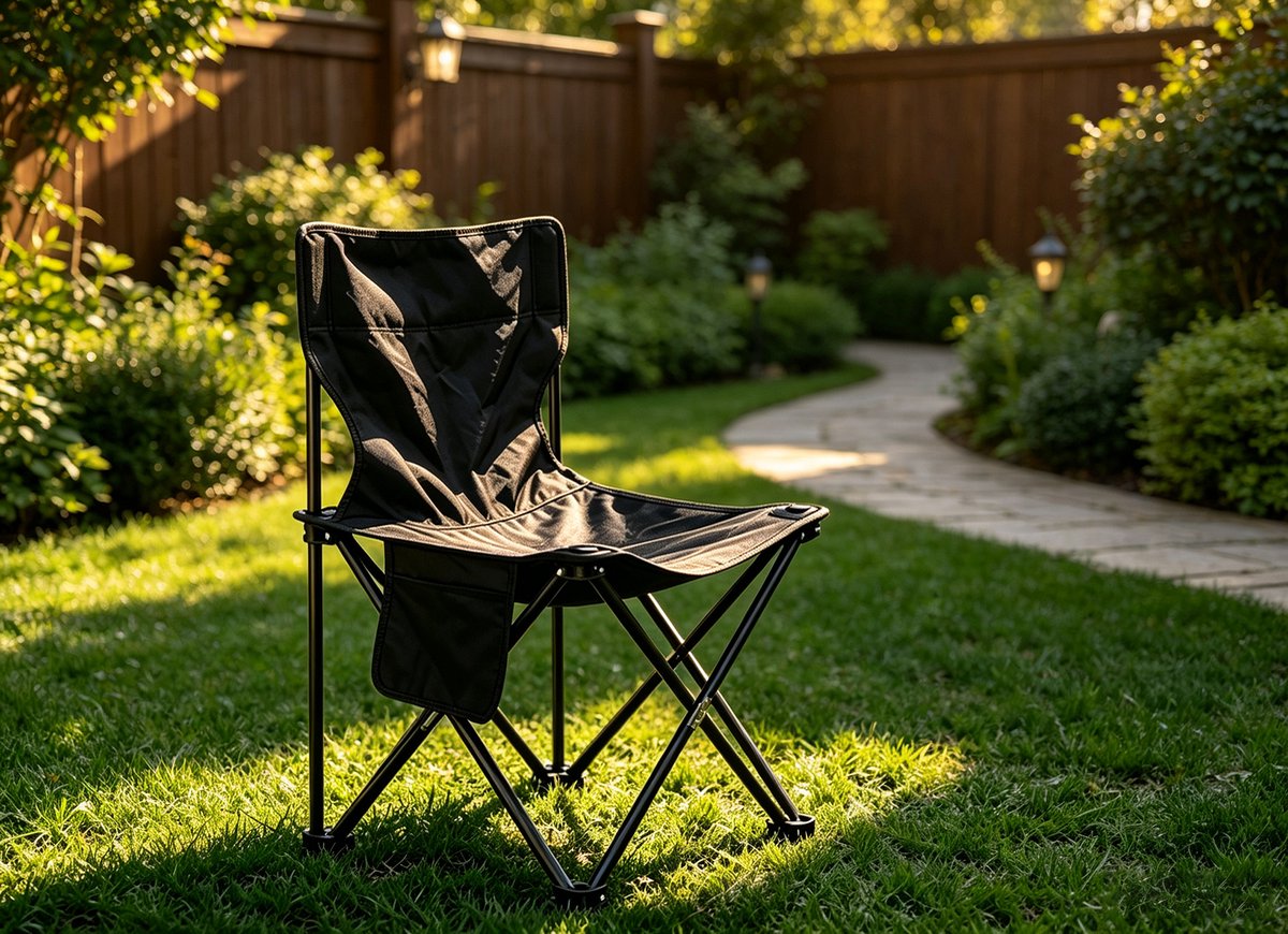 Zwarte Opvouwbare Campingstoel 43cm voor Volwassenen Lichtgewicht Buitenstoel 43x43x72cm Multifunctionele Tuin- en Strandstoel voor Kamperen Stranduitjes en Concerten