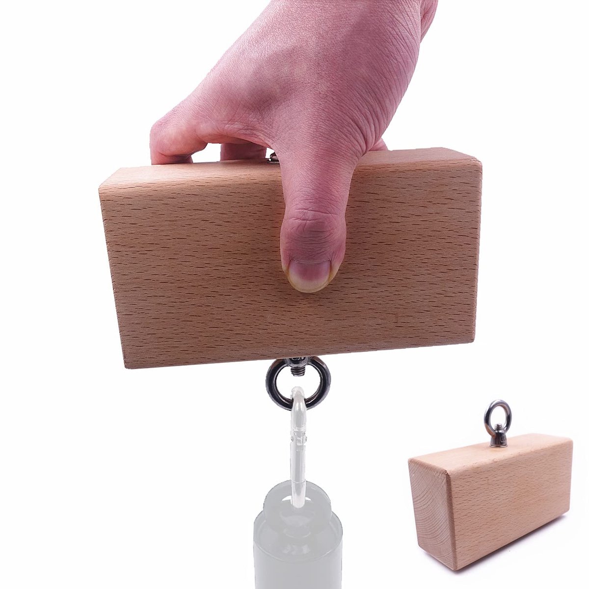 QTTVBTNA -Buchenholz Klemmblock - Houten Grijpblok - Krachttraining Tool - Verhoogde Gripkracht - Onderarm Spiertraining - Buchenhout - Anti-Slip Oppervlak - Veelzijdig Voor Klimmen En Heffen - 1 Stuk