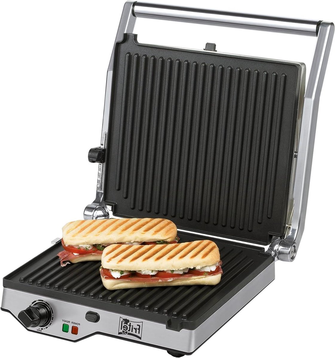 Elektrische Grill - Contactgrill Panini - Lekker Eten - 3-in-1 Functie - 29x26cm Grilloppervlak - Inox