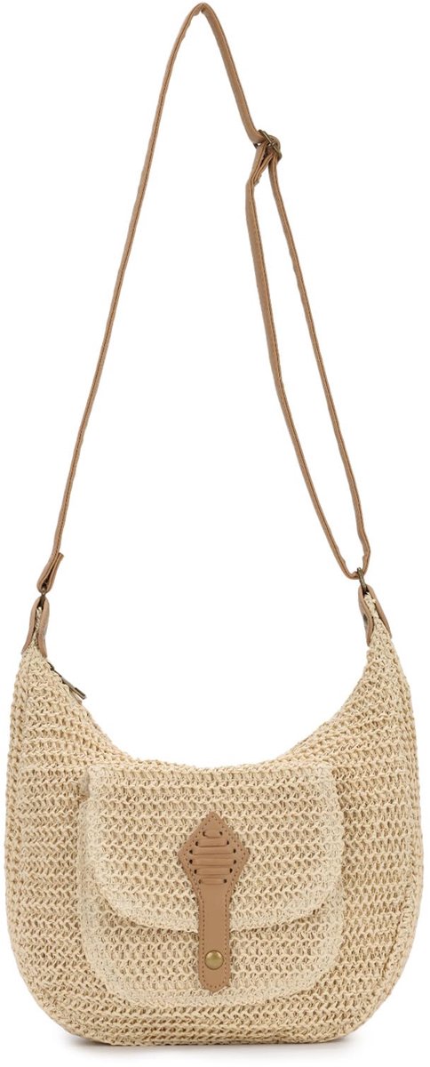 SnelShoppen - EVEOUT Crossbody Tas Dames - Casual Boho Geweven Schoudertas van Faux Raffia - Beige - Ideaal voor Strandvakantie en Dagelijks Gebruik