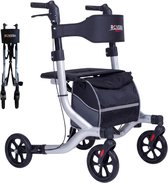 Rovera® Rollator – Lichtgewicht en Opvouwbaar – Easy PREMIUM - Zachte Brede Rugsteun & Comfortabele Zitting – Incl. Luxe Rollatortas- voor Binnen & Buiten – Zilver