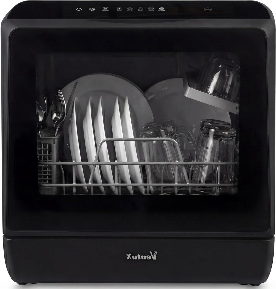 Compacte Vaatwasser Mini Afwasmachine Ruimtebesparend Schoonmaken App Bediening 42 cm Hoog Zwart