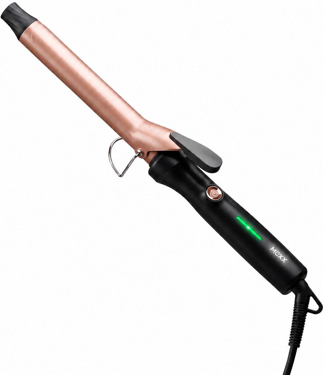 MEXX Krultang 25mm – Haarkruller met Keramische Coating – Haar Kruller tot Max 230°C – Haarkrultang met Draaibaar Snoer en Lengte 18cm – Zwart/Rosegoud