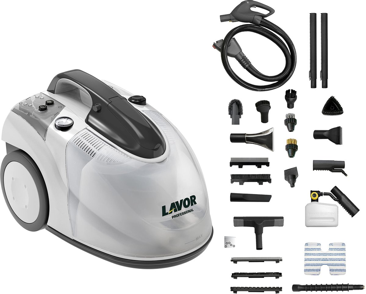 SnelShoppen - Professionele stoomreiniger met zuigfunctie 152 °C - Lavor stoomreiniger GV EGON VAC 4.1 Plus - Doodt ziektekiemen en bacteriën - Ideaal
