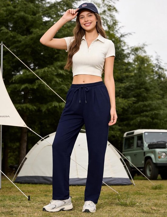 Dames Sportbroek van Katoen, Lichtgewicht en Ademend, Hoge Taille met Zakjes en Touwtje voor Thuis, Yoga, Joggen en Fitness, Maten S-XXL — afbeelding 4