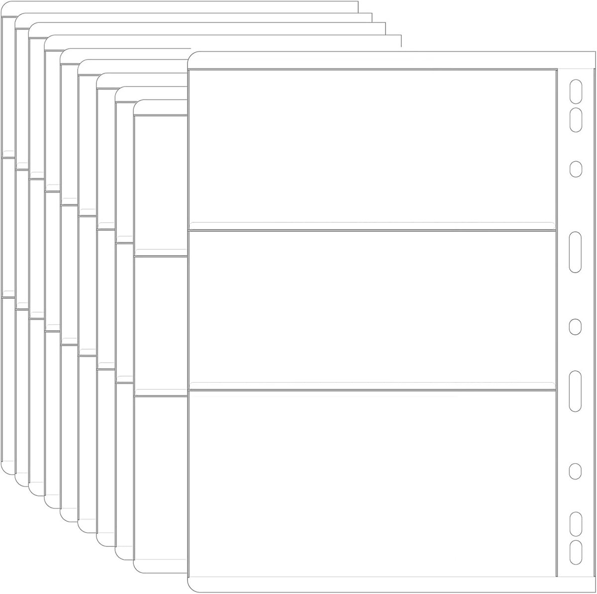 10 Coin Sheets en Pockets voor Verzamelalbums, Perfect voor Munten en Bankbiljetten, Set van 10 (3 Pockets)