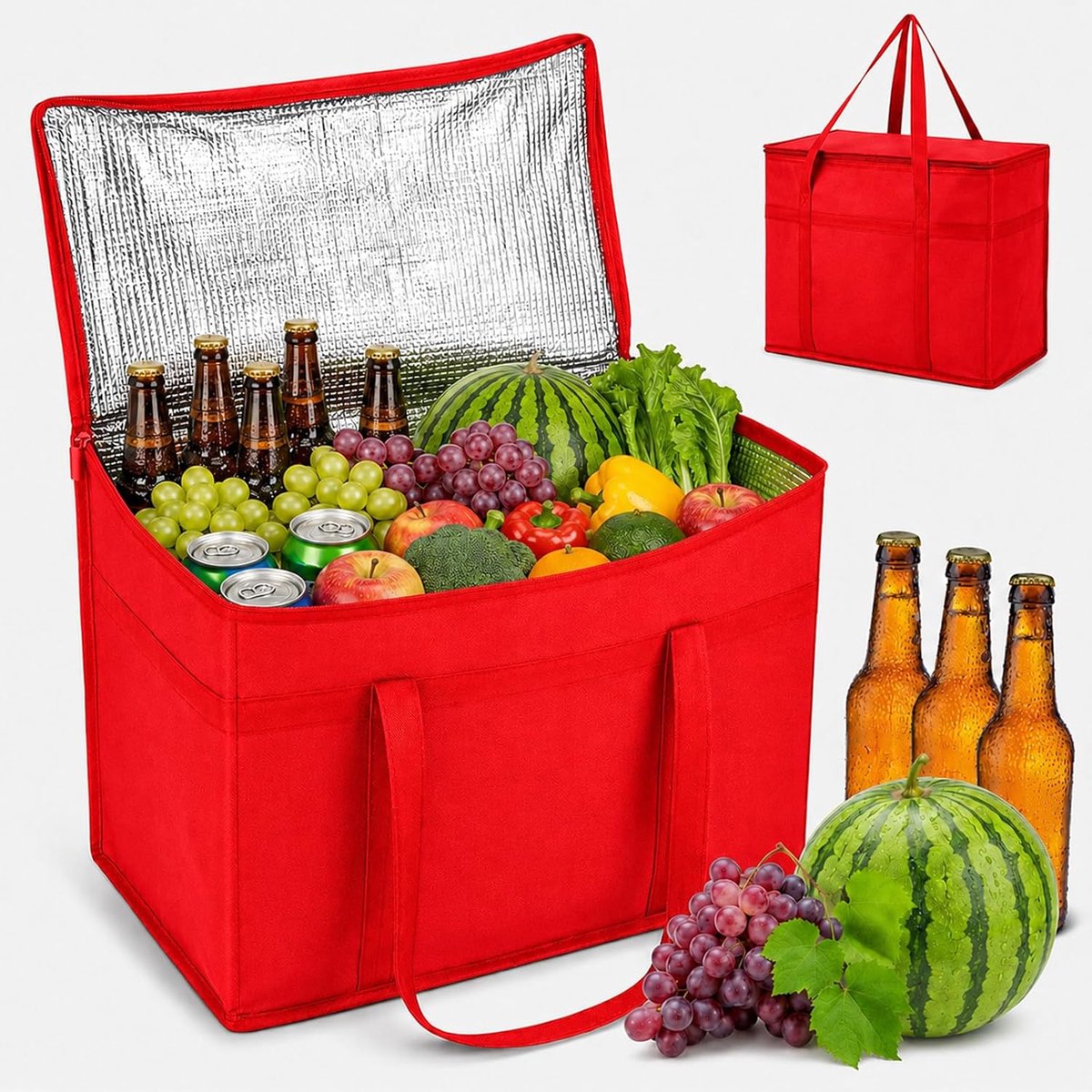 SnelShoppen - Grote koeltas 30L, thermotas 41x23x33 cm, ideaal voor winkelen, picknick, camping, koel- en thermosfunctie, waterdicht, lichtgewicht en