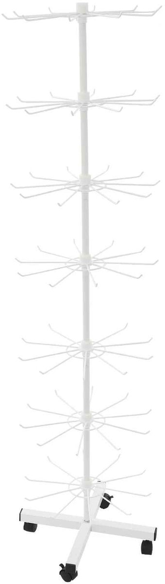 Casa Living Sieraden Houder - Organizer - 7-Laags - 360° Draaibaar - Verrijdbaar met Wielen - Verstelbare Haken - Wit Design