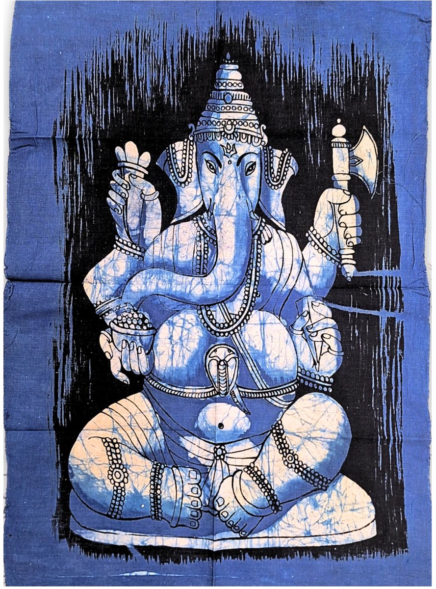 Batik doek met Ganesha - wandkleed 40x60 blauw