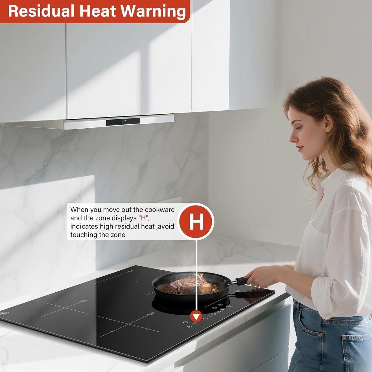 Inductiekookplaat 4 zones - Inbouw kookplaat - Koken en garen - Flexibele kookzone - 60 cm breed - Zwart