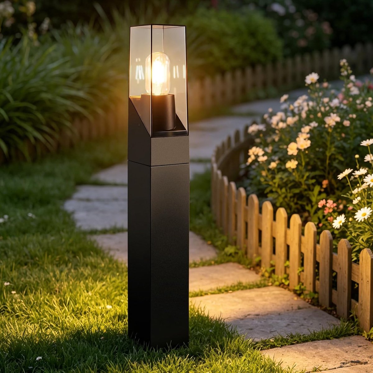 SnelShoppen - Glitzerlife Buiten Tuinlamp LED Paallamp Padlamp E27 IP65 60cm Zwart voor Tuin, Terras, Oprit, Verlichting, Sfeerverlichting, Weerbesten
