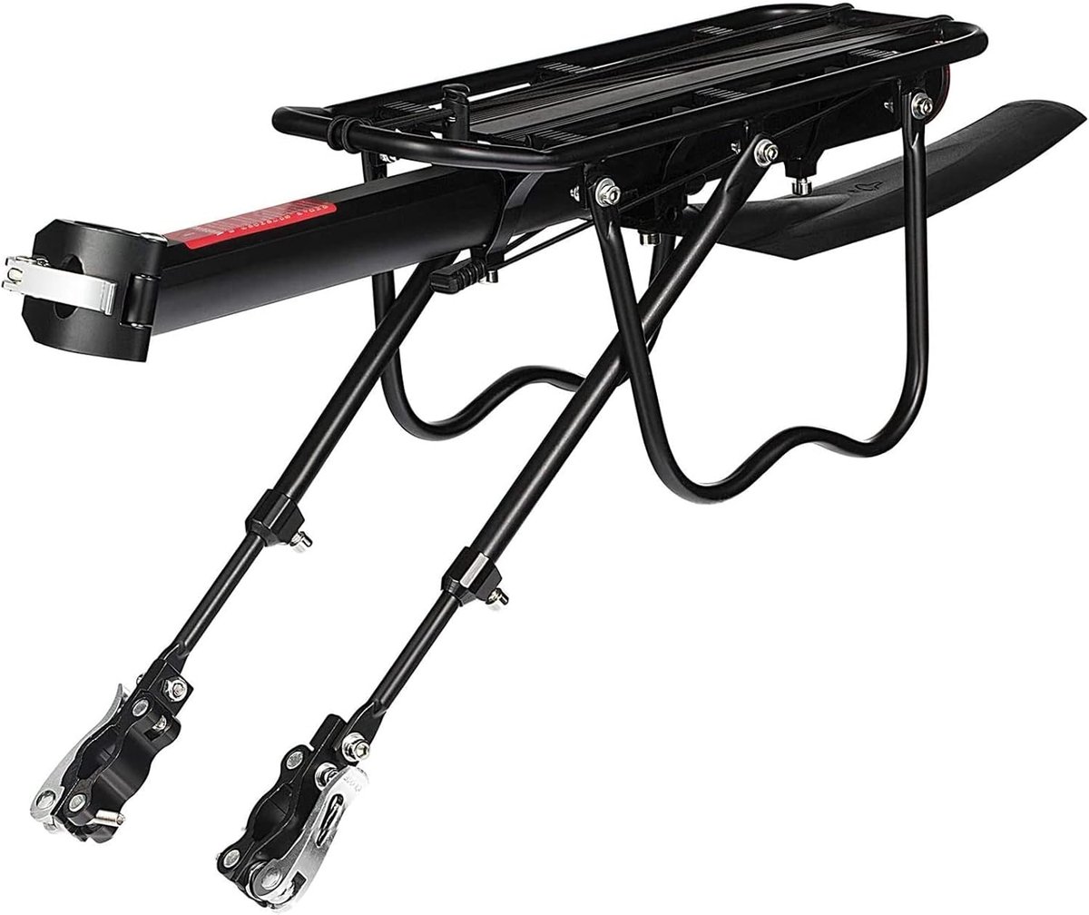 SnelShoppen - Bagagedrager voor Mountainbike, Universele Achterdrager, Aluminiumlegering, Snelspanner, Instelbare Fietsbagagedrager met Spatborden en