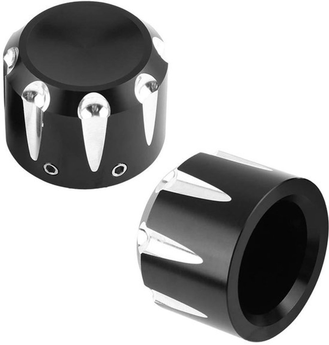 Aluminium Motorfiets Vooras Cover Cap Moer Bout Decoratieve Hardware Kit - Set van 2 stuks - Zwart - Met Montageset