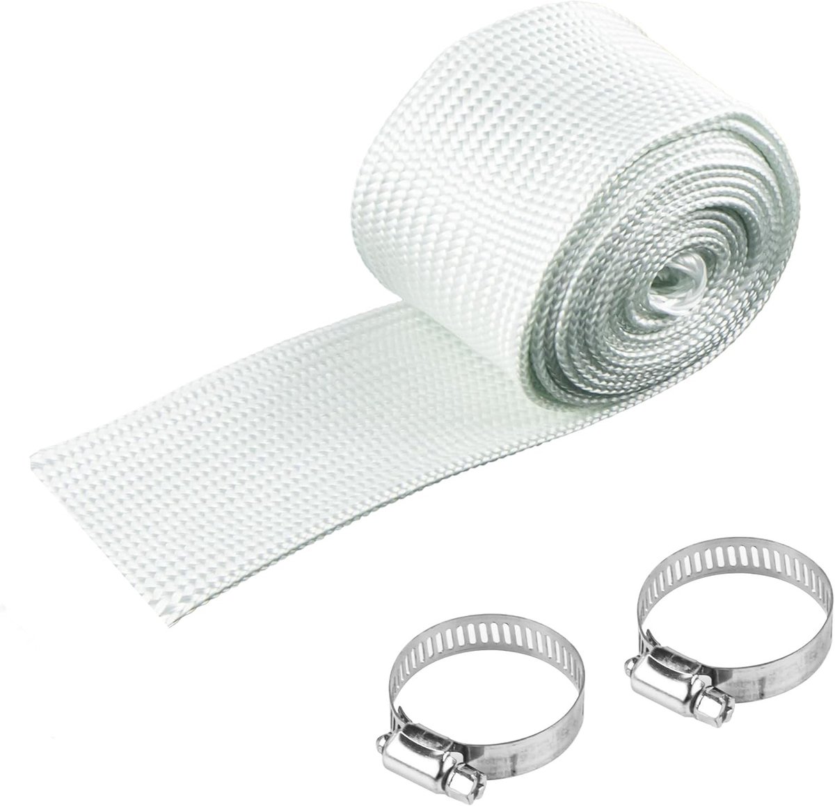 Heatbescherming voor Uitlaat, 150cm Isolatieband, 25mm Sealing Tape, Vezelglas Huls met Clips voor Generatoren, Air Heaters, Motoren en Auto's