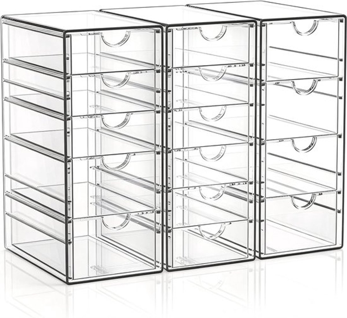 Make-up Organizer met 15 lades, kantoorspullen, bureau-organizer, duidelijke bureau-accessoires, stofdichte lade-organizer en sieradenopslag voor make-up