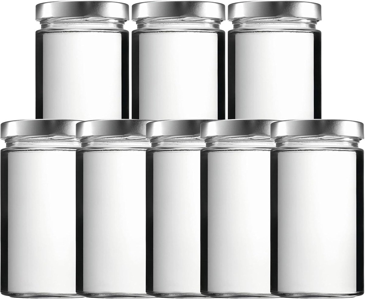 SnelShoppen - 8 x Inmaakpot 700 ml Glazen Voorraadpot met Schroefdop - PVC-vrij - Inclusief Trechter - Ideaal voor Inmaken, Bewaren, Gastgeschenken