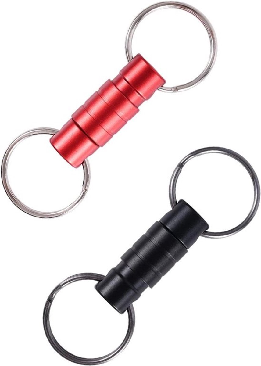 Snelontgrendelbare Sleutelhanger 2 Pack - Veilig Mechanisme - Metalen Karabijnhaak - Sleutels Auto Portemonnee Tasaccessoires