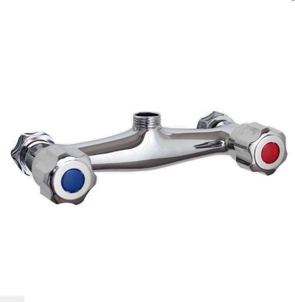 Thermostatische douche mengkraan met twin outlet chroom, wandmontage dual control waterkraan