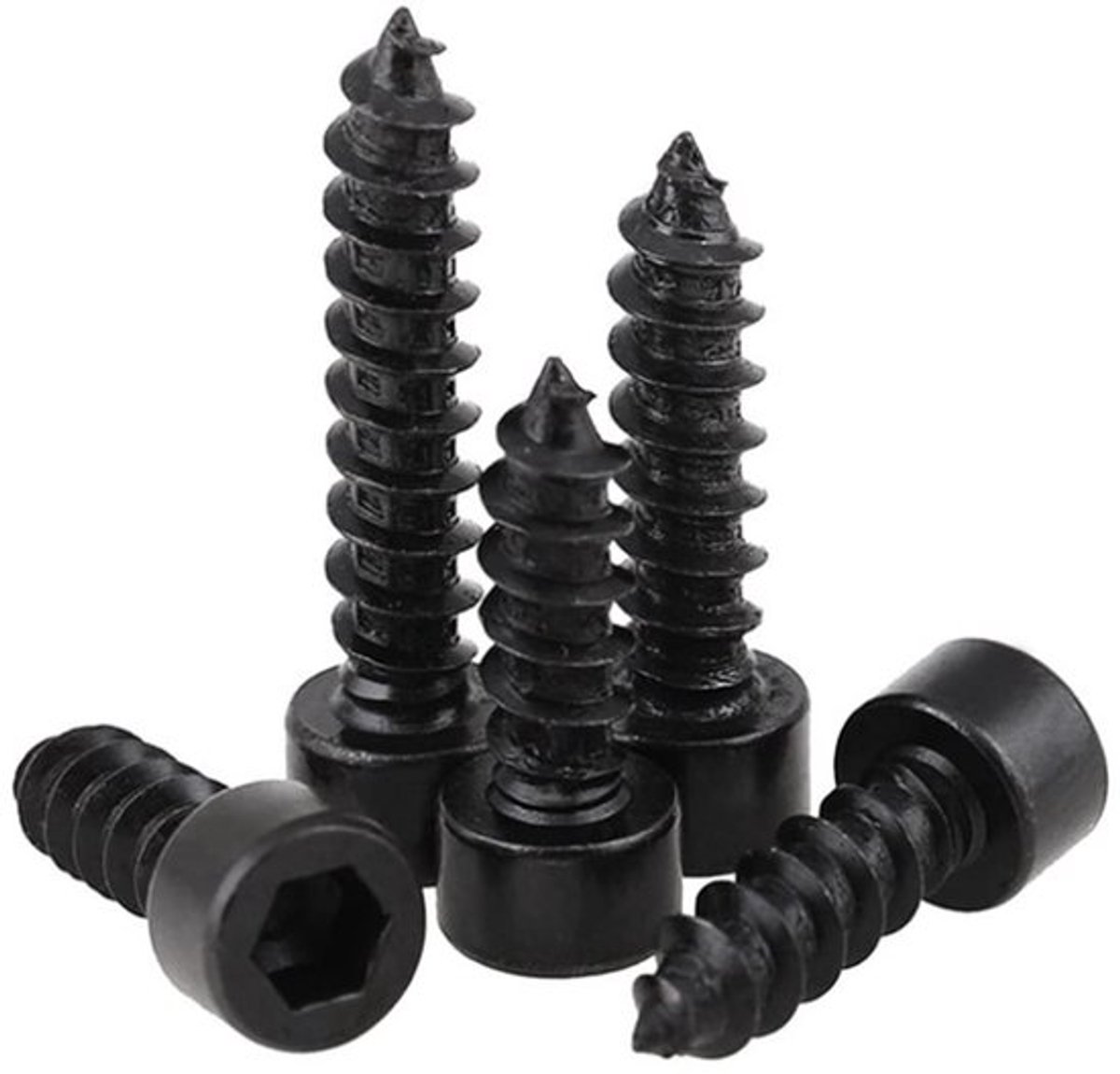 Zwarte Zelftappende Schroeven van Koolstofstaal M2 x 8mm - Set van 200 Stuks voor Diverse Toepassingen