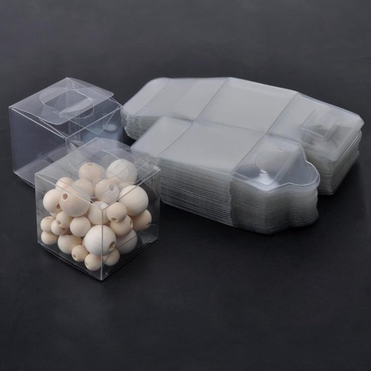 Pakket van 50 transparante cadeaudozen 5 x 5 x 5 cm - Kunststof vierkante containers voor gasten - Ideaal voor bruiloften en feesten