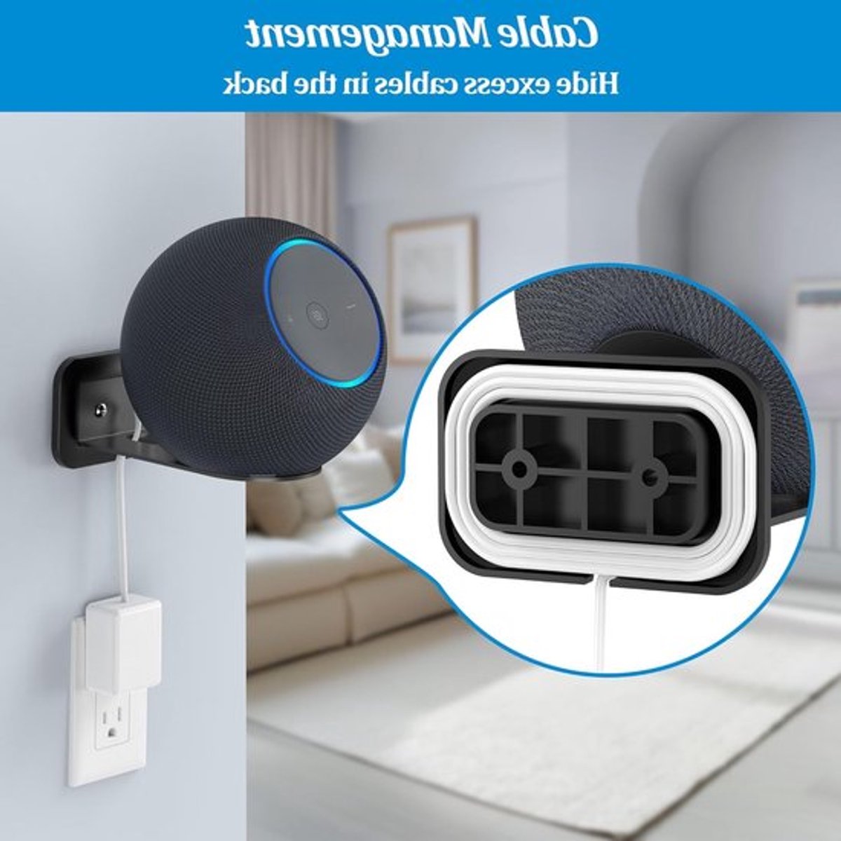 Ruimtebesparende Wandbeugel voor Sonos Era 100 en Echo 4e Generatie - Met Kabelbeheer voor Keuken en Woonkamer (Zwart, 1 Stuk)