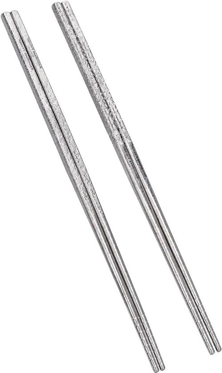 23 cm Pure Titanium Eetstokjes, 46 g, Voedselveilig en Duurzaam, Herbruikbare Metalen Stokjes voor Thuis en Restaurantgebruik (Set van 2)