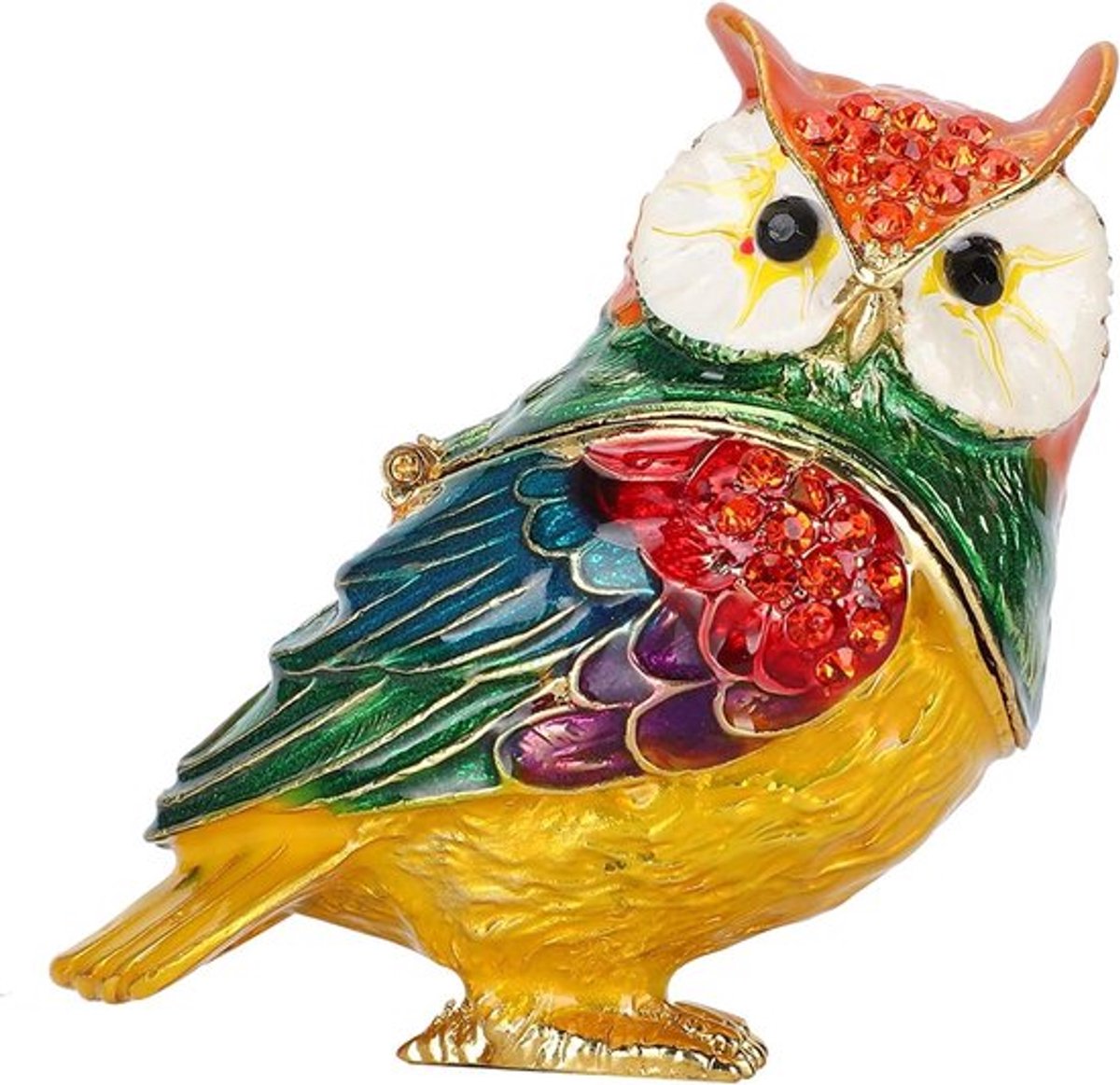 Uil Beeldje Juwelendoos Sieradenopslag Draagbare Organizer Decoratief Ornament Hobby Gift - Thuis Desktopopslag met Kristallen.