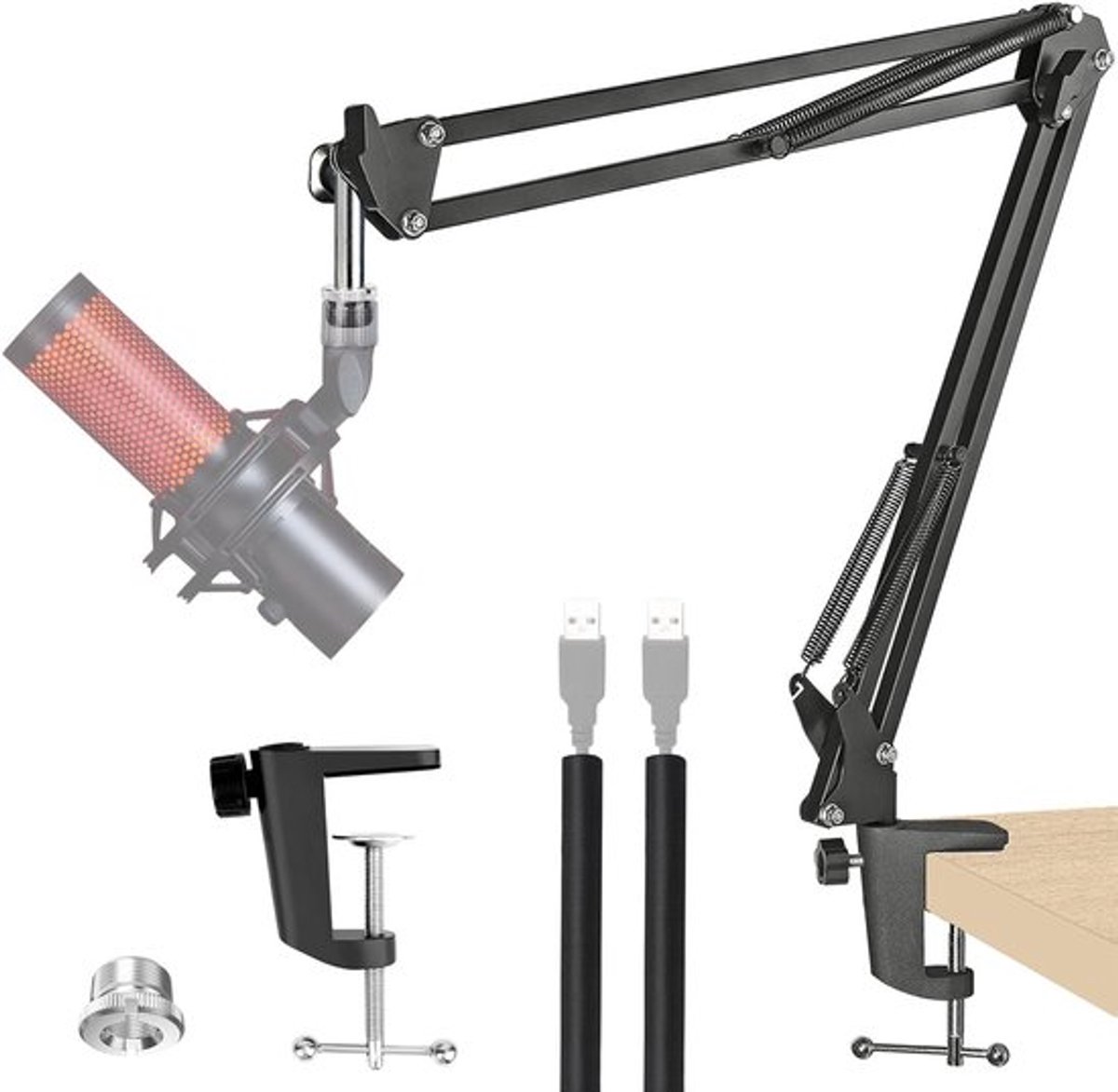 Professionele Microfoon Boom Arm voor Desktop - Verstelbare Microfoonstandaard Geschikt voor USB Microfoons en Streaming
