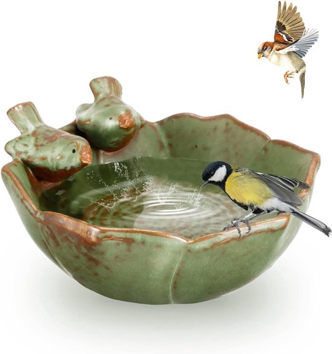 Retro Voederbak voor Tuin, Vogelbad Kom en Voedselhouder - Perfect voor Buiten en Binnen Decoratie, Ideaal voor Vogels en Tuinliefhebbers