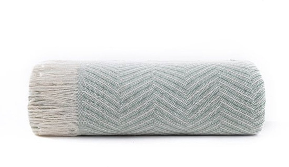 Bedsprei 180 x 260 cm - Multifunctioneel - Duurzaam - 100% Gerecycled Katoen - Machinewasbaar - Visgraatpatroon - Deken