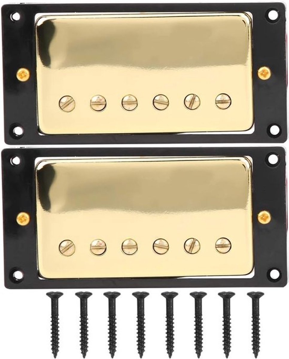 Humbucker Pickup Set voor E-Gitaren - Neck en Bridge Pickups met 8 Bevestigingsschroeven, Geschikt voor LP Style Gitaren, Zwart