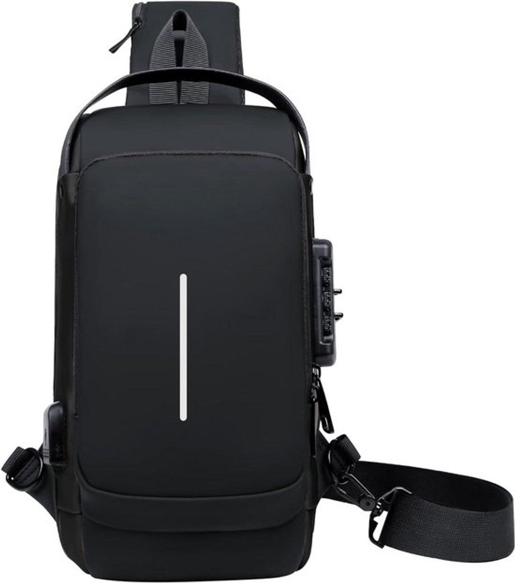 Schoudertassen & Crossbody Rugzakken - Lichtgewicht Anti-diefstal Waterdichte Tas voor Wandelen en Reizen met Verstelbare Riem, Zwart - 36x16x6 cm