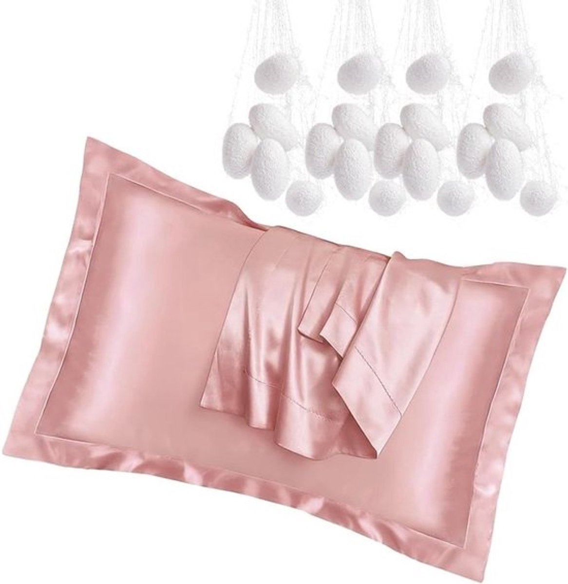 Luxueuze Zijde Kussenslopen 50x80cm - Hypoallergeen, Zacht en Perfect voor Huid en Haar, 2-Pack (Roze)