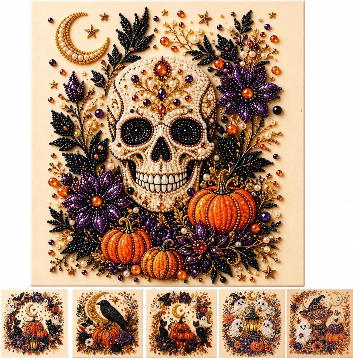 Halloween decoratie - Halloween Diamond Painting diy Kit - Herfstdecoratie voor aan de muur - Knutselpakket voor Volwassenen en Beginners - Voor het feestdiner - 20 x 20 cm - 1 Stuks - D