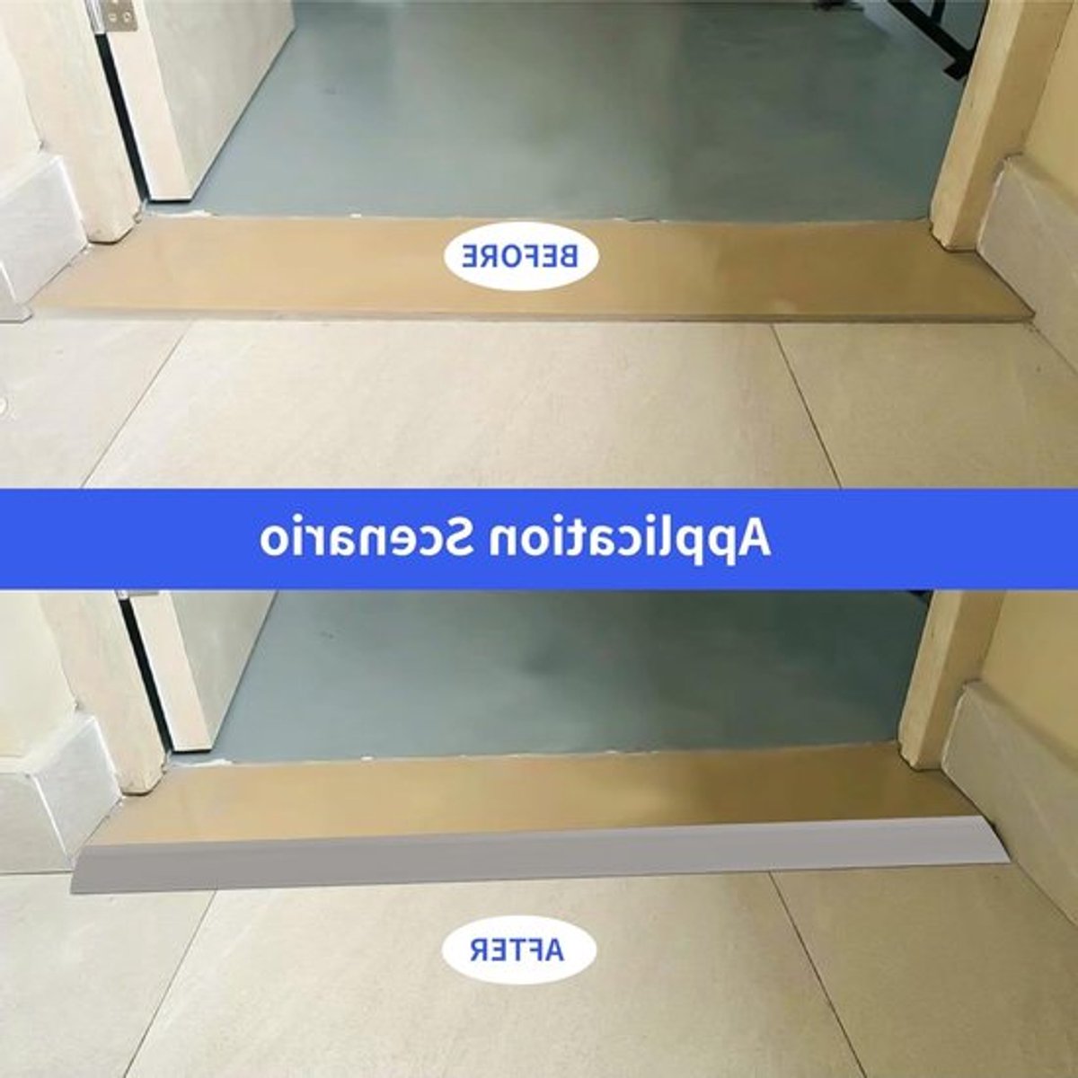 Duurzame PVC rubberen rolstoelhelling met zelfklevende drempelstrip voor vloerovergang, geschikt voor deuropeningen en tapijt- en tegelranden (1 cm, grijs)