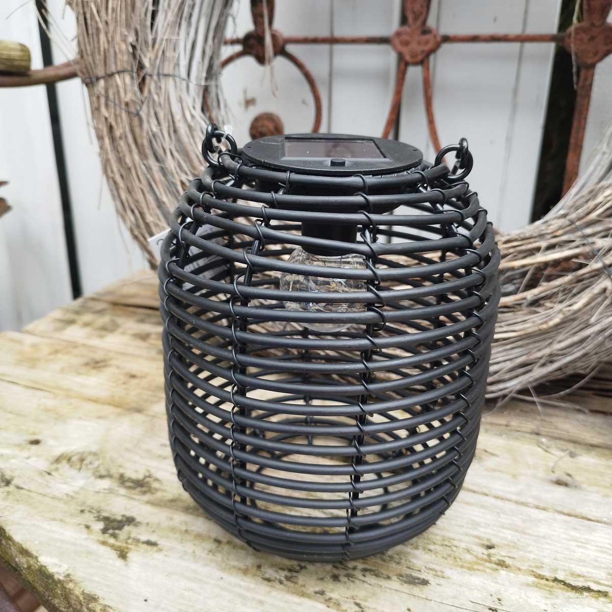 Solar lantaarn kunststof zwart -Ø 17 cm