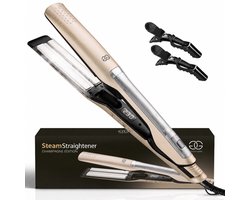 Golden Goods® Professionele Stoom Stijltang - 2 in 1 - Hair Straightener - Krultang - Stijltangen - Incl. Haarclips - Snel opgewarmd