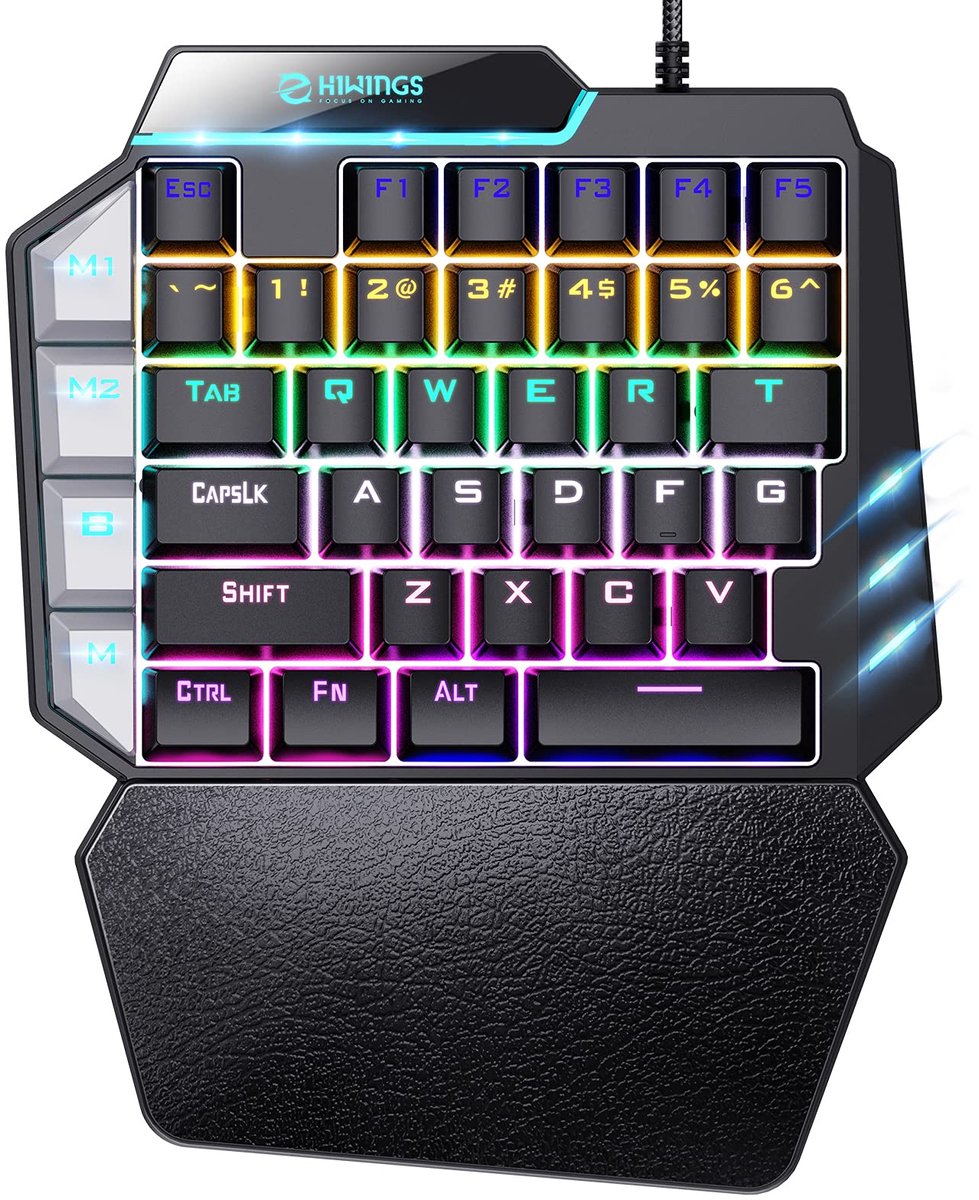 SnelShoppen - RGB Mechanisch Gaming Toetsenbord, Eenhandig, Blauwe Schakelaar, Draagbaar Mini Gaming Toetsenbord met Polssteun, RGB Regenboogverlichti